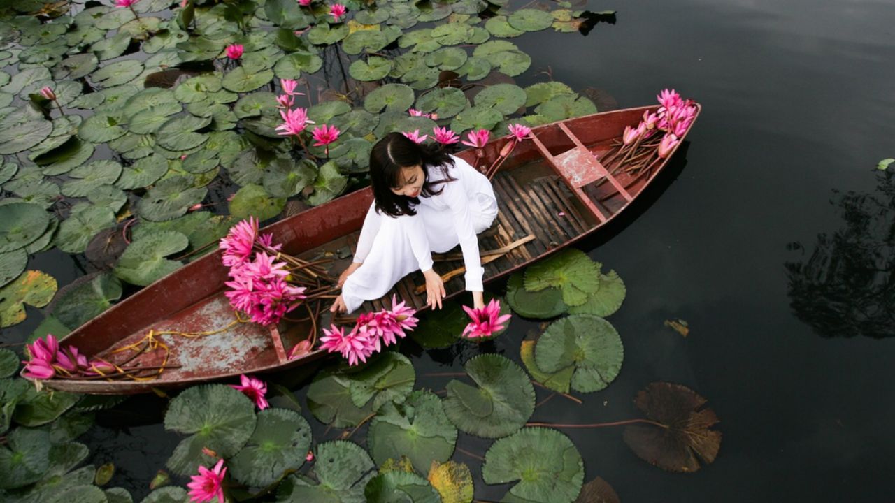 ragazza che raccoglie dei fiori